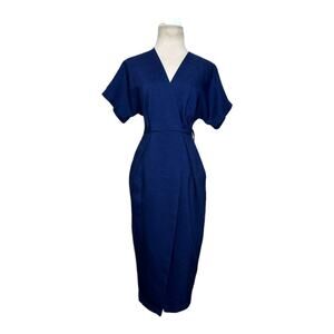 Closet London blue sheath short sleeves midi dress size 6